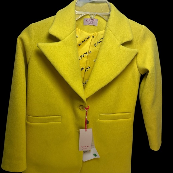 Kaos Girls Chartreuse Single-Button Coat - Picture 3 of 6